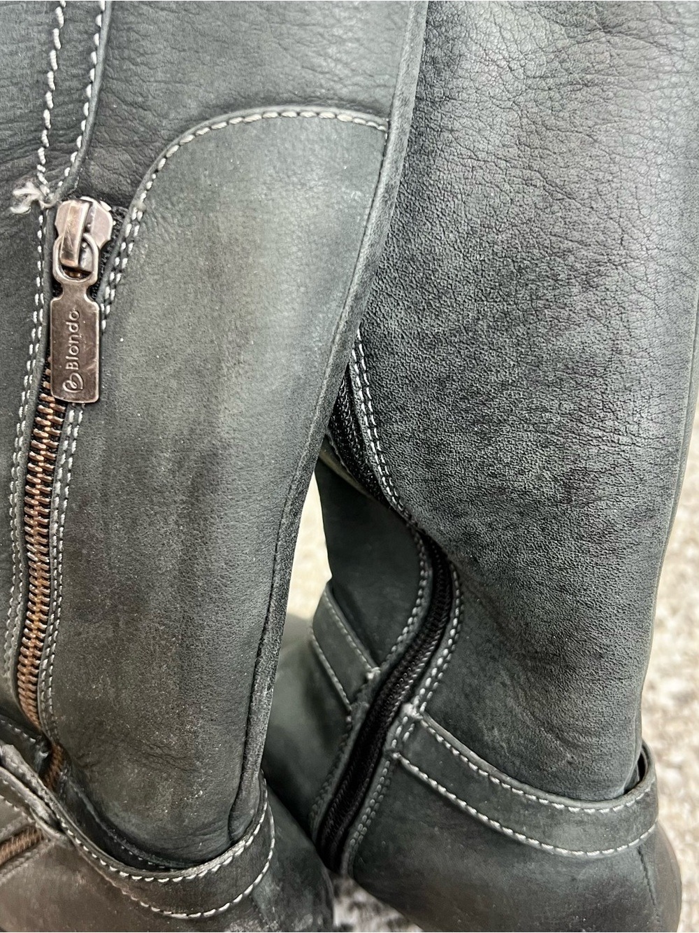 Blondo deep charcoal grey green old money tall waterproof leather boots 7 - Picture 10 of 15